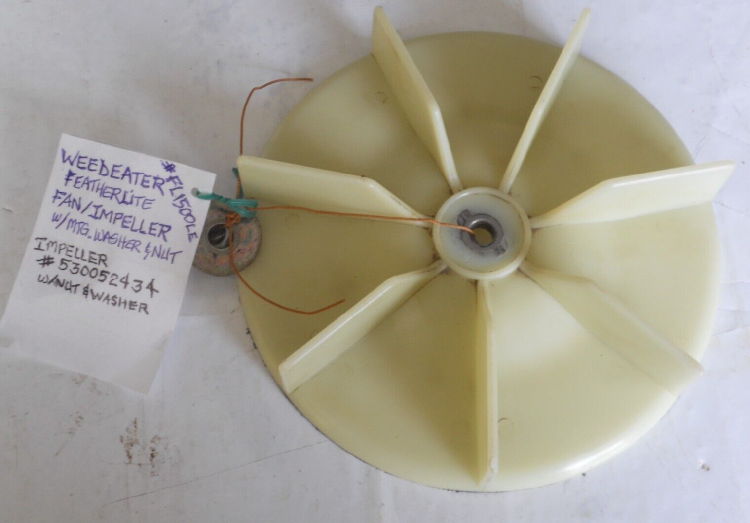 Feather-Lite Model FL1500LE Used Part - Impeller W/Mounting Nut/Washer