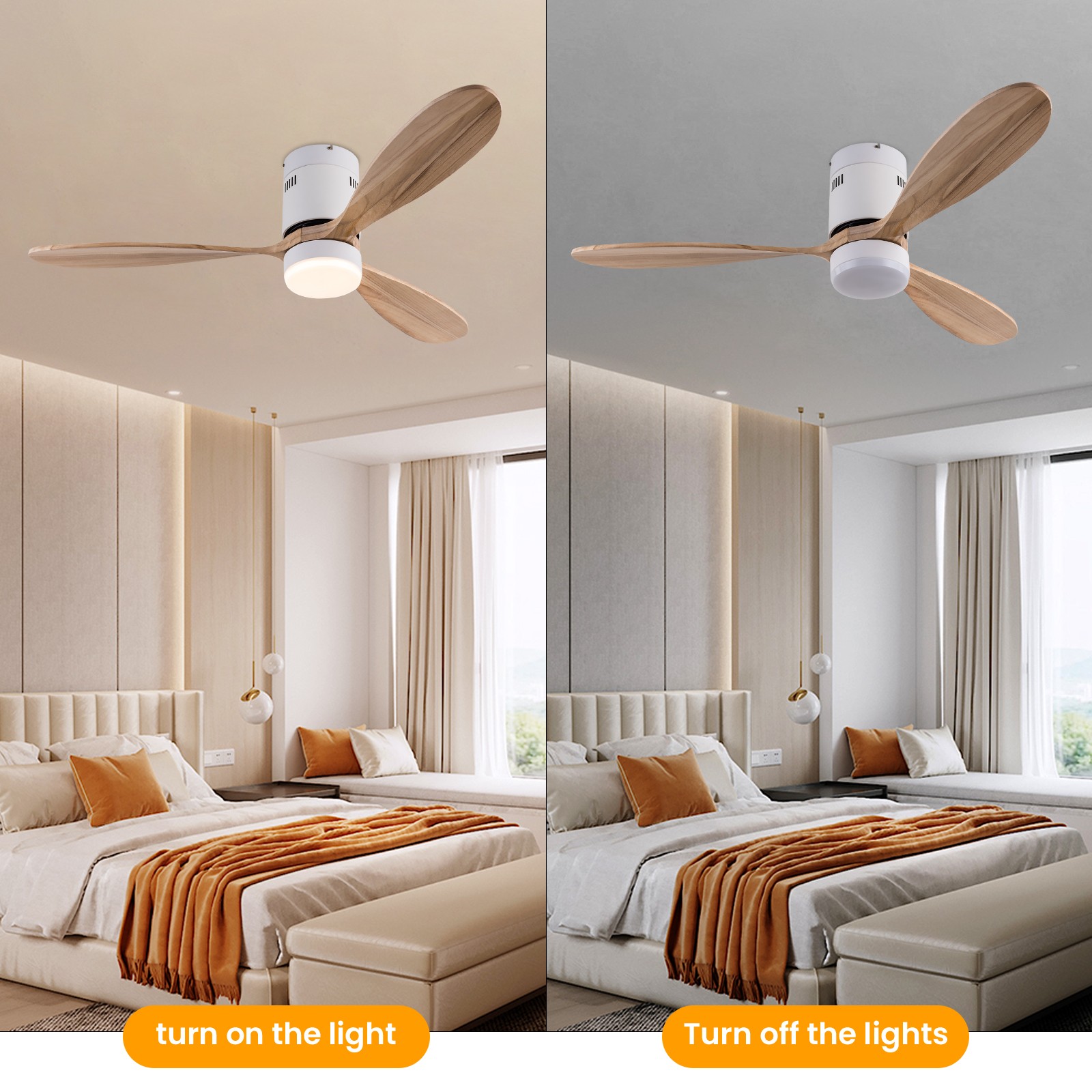 52 Inch Smart Ceiling Fan with Dimmable Light 6-speed Adjustable Ceiling Fan