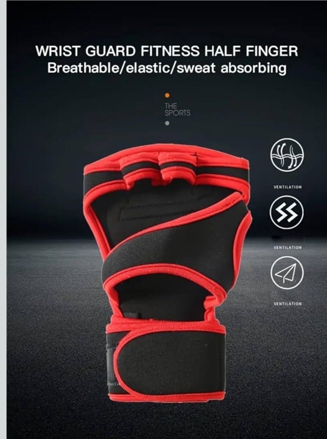 1 Pair Unisex Weightlifting Gloves Red Adjustable Strap Breathable Polyester