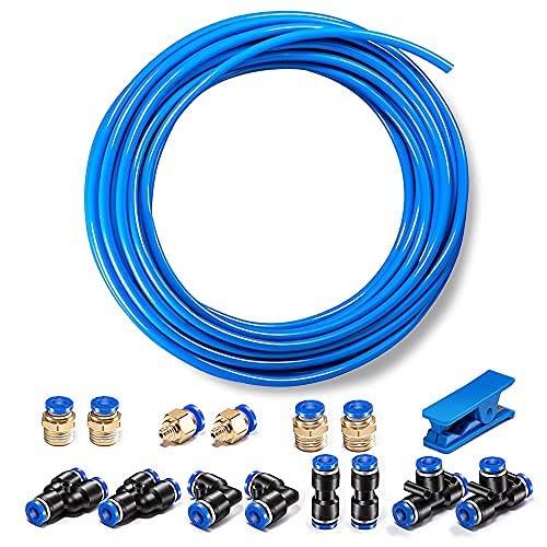 CGELE Pneumatic Tubing Blue PU Air hose Pipe Tube 6mm OD / 4mm ID × 12m,