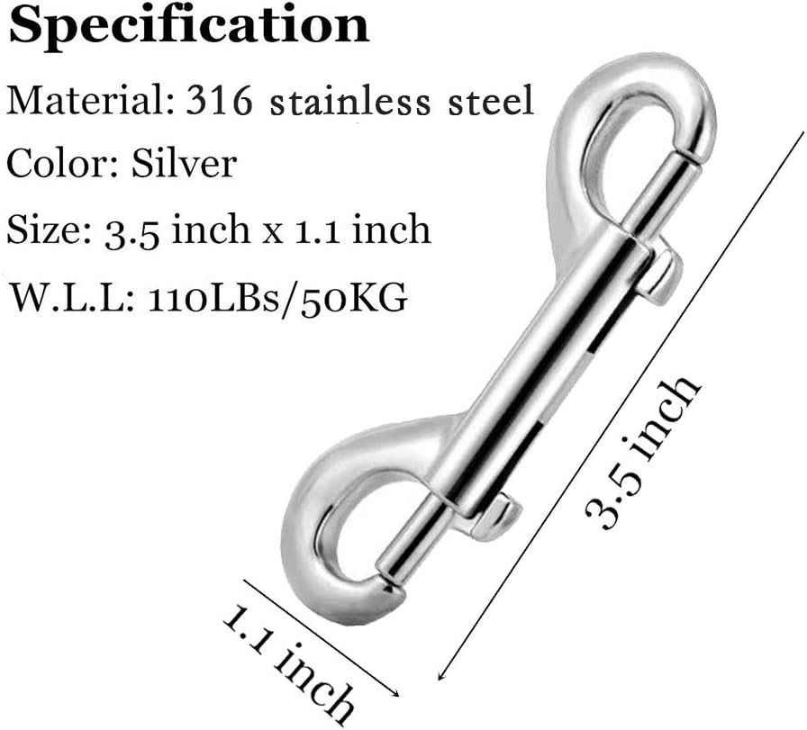 Double Ended Bolt Snap Hooks, Stainless Steel Double End Heavy Duty Trigger Snap