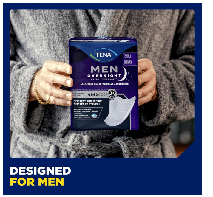 TENA Incontinence Guards for Men, Overnight Absorbency, 90 Count