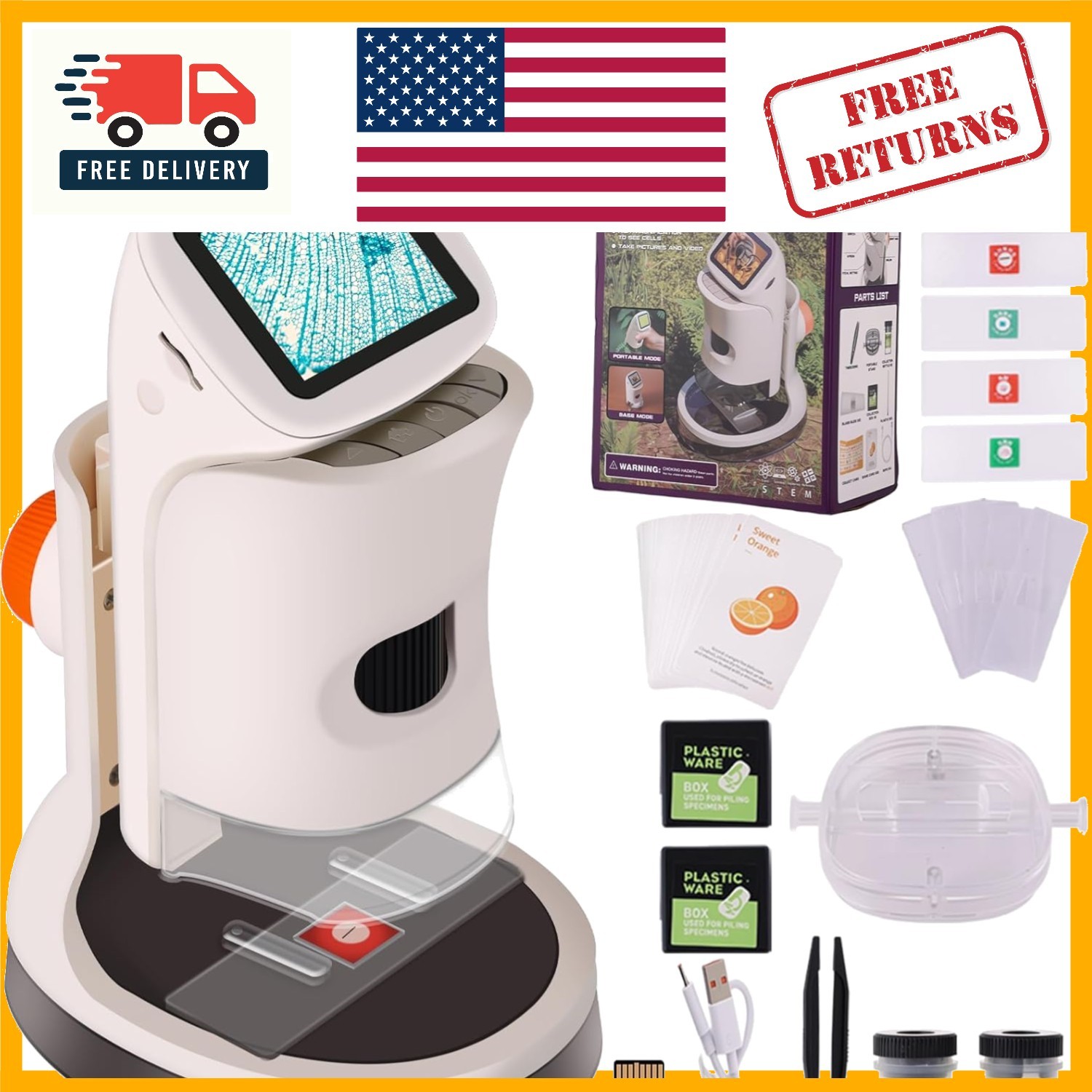 Versatile Kids Microscope with LED Light & 1000X Magnification - Ideal Gift