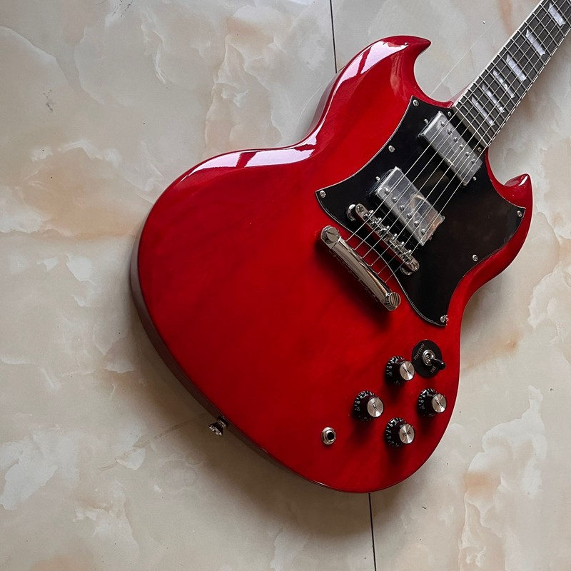 22 Frets Electric Guitar HH Humbucker Pickups Mahogany Red Body Pro Guitar