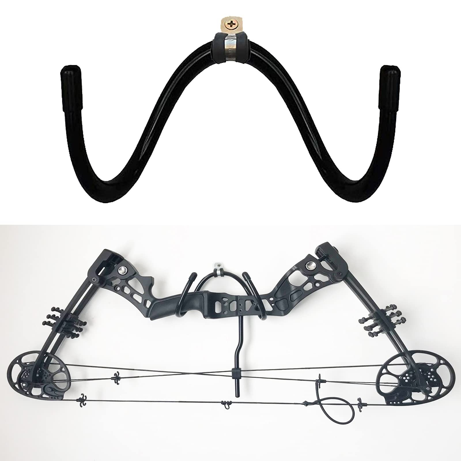 Pmsanzay Bow Wall Storage Display Rack - Hanger Hooks Mount, Black