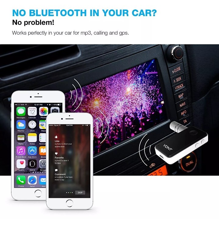 Vont Portable Wireless Bluetooth Receiver Adapter/Car Kit
