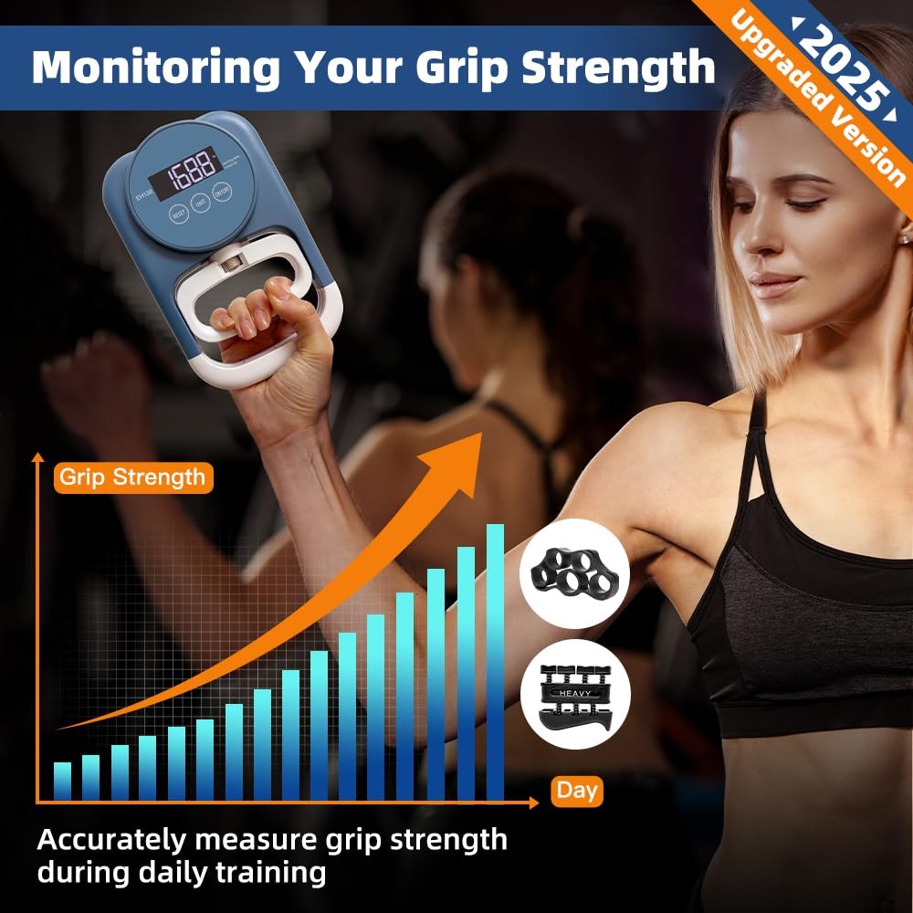 Grip Strength Tester Hand Dynamometer - Grip Strength Trainer Hand Exerciser ...