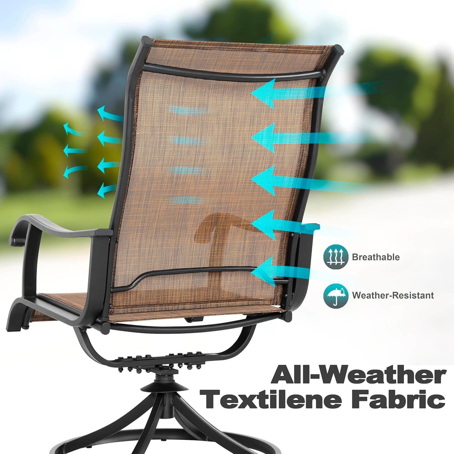 NUU GARDEN Patio Swivel Chair Set of 2, Outdoor Swivel Rocker Dining Chairs with