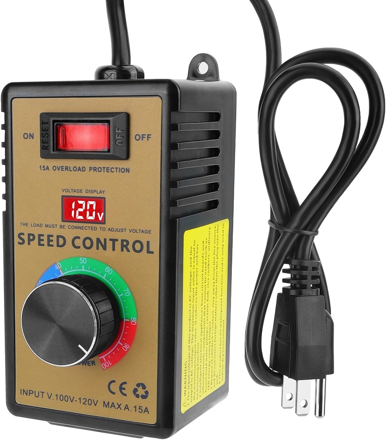 Fan AC Motor Speed Controller - 120V 15A 4000W Variable Speed Electric Motor Con