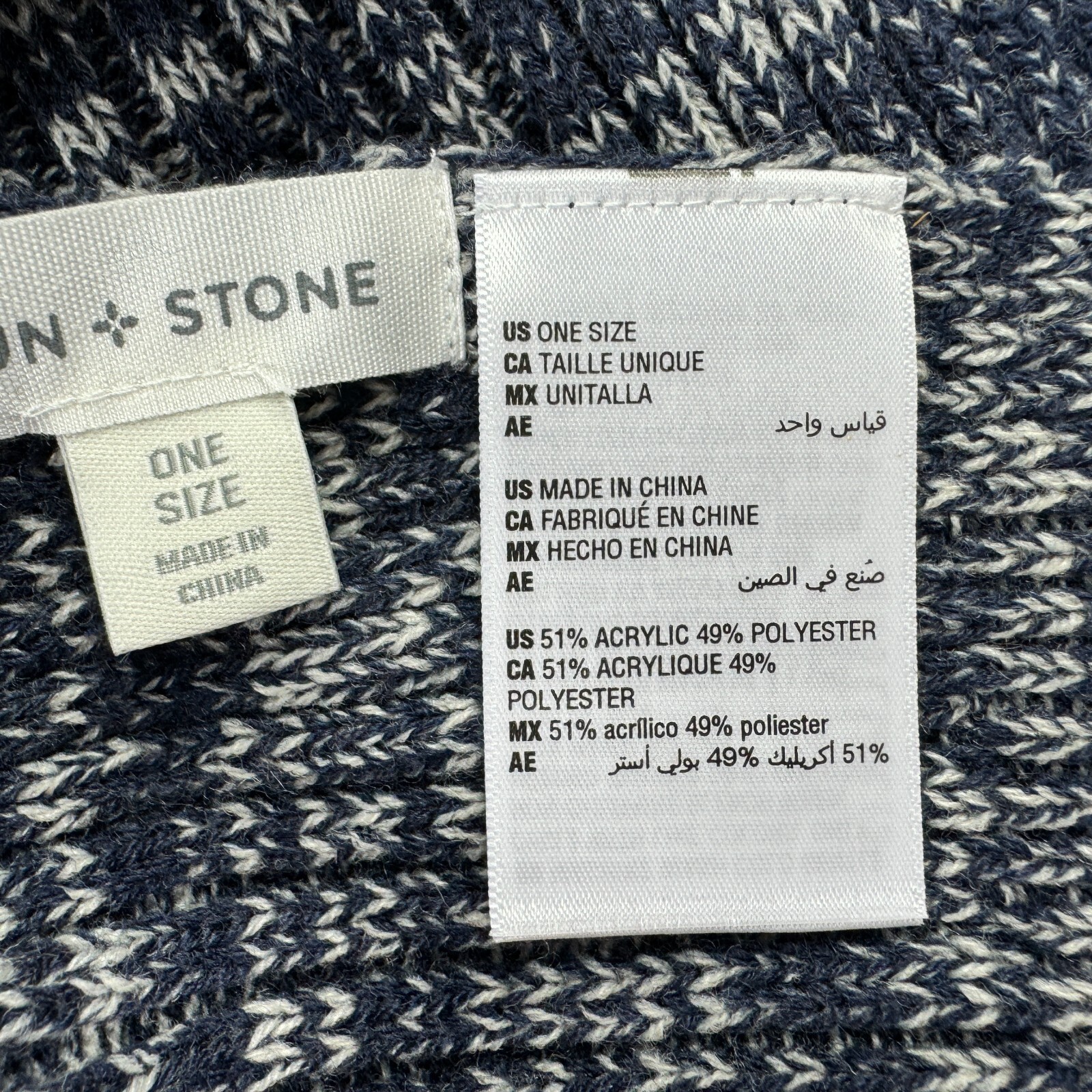 Sun + Stone Mens Solid Ribbed Knit Scarf Blue OS