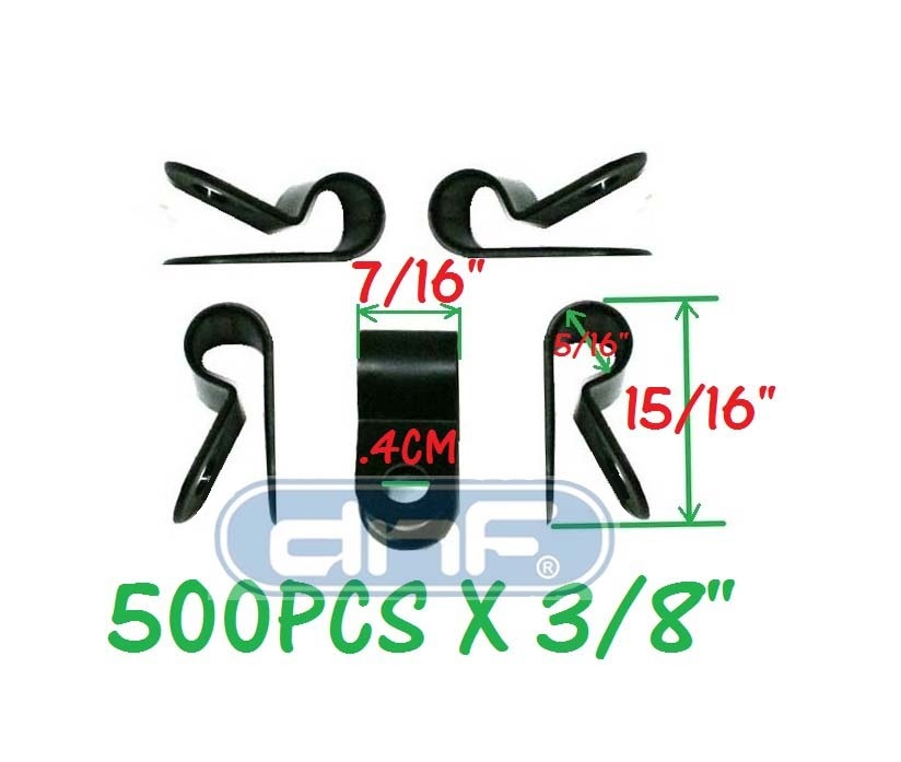 500 PACK 3/8" BLACK NYLON R-TYPE CABLE CLAMP UV WEATHER RESISTANT - SHIPS TODAY!