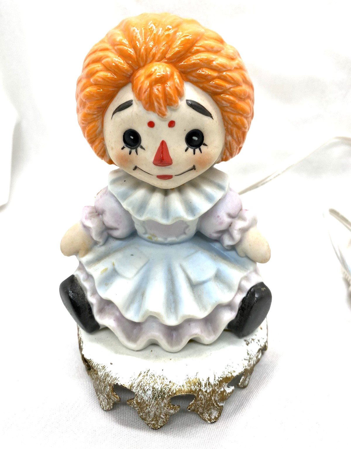 Vtg 1970’s Ceramic 5.75" T Raggedy Ann Bedside Lamp Night Light Collectible
