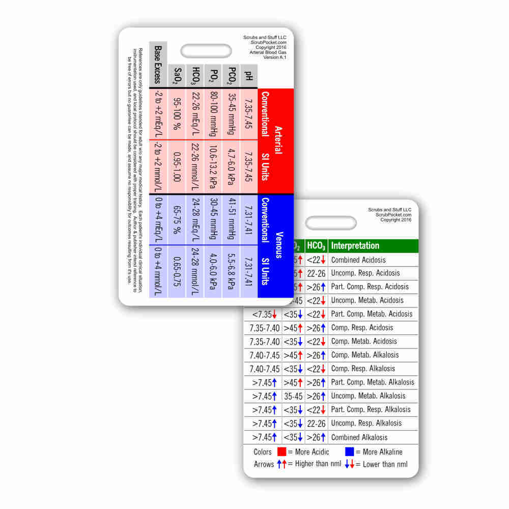 Arterial Blood Gas Vertical Badge ID Card Pocket Nurse RN EMT MA Paramedic LPN