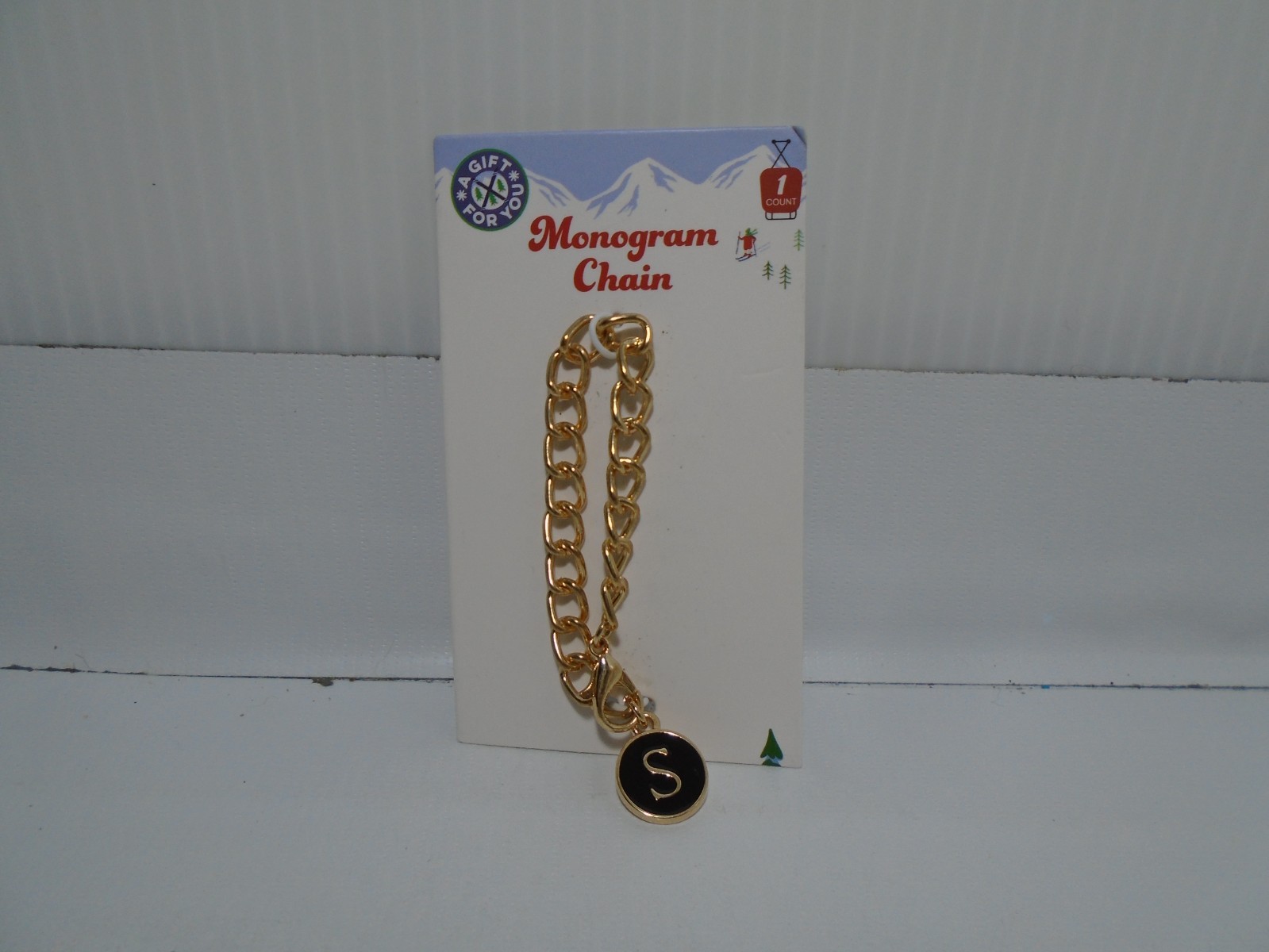 MINIATURE MONOGRAM 'S' GOLD COLOR 2" CHAIN NEW (MF379) HORIZON GROUP