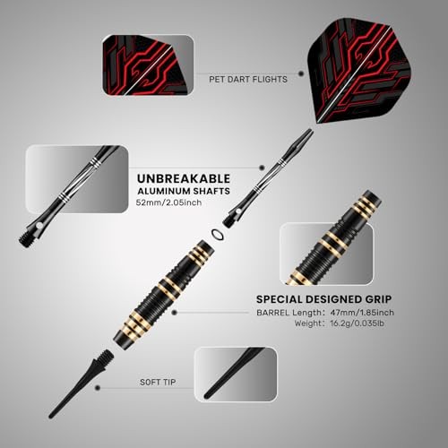 Soft Tip Darts – 3-Piece Set for Electronic 16g Soft Needle | Blue/Black