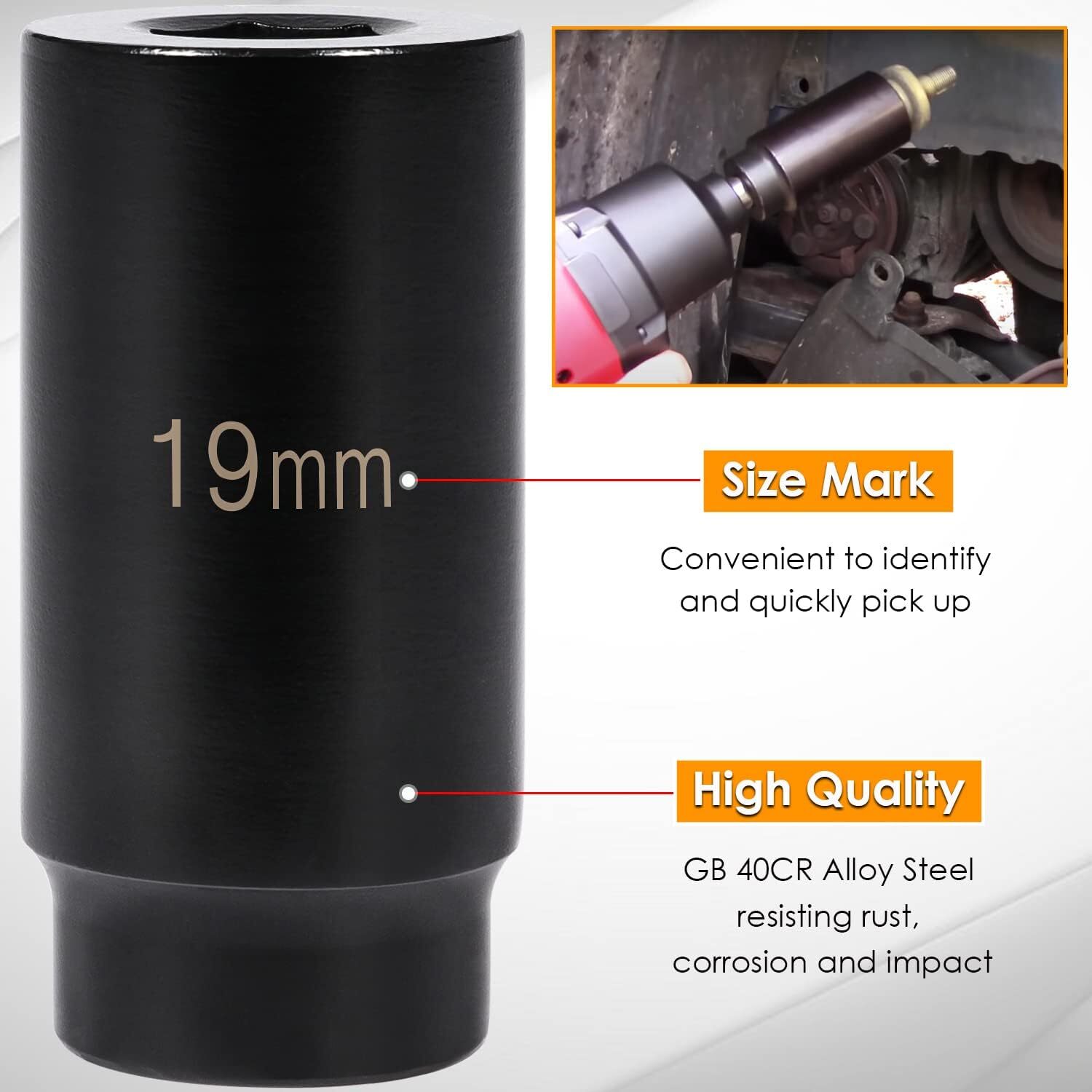 77080 Harmonic Balancer Socket Tool 19Mm Crank Bolt Socket For Honda Engines, 3