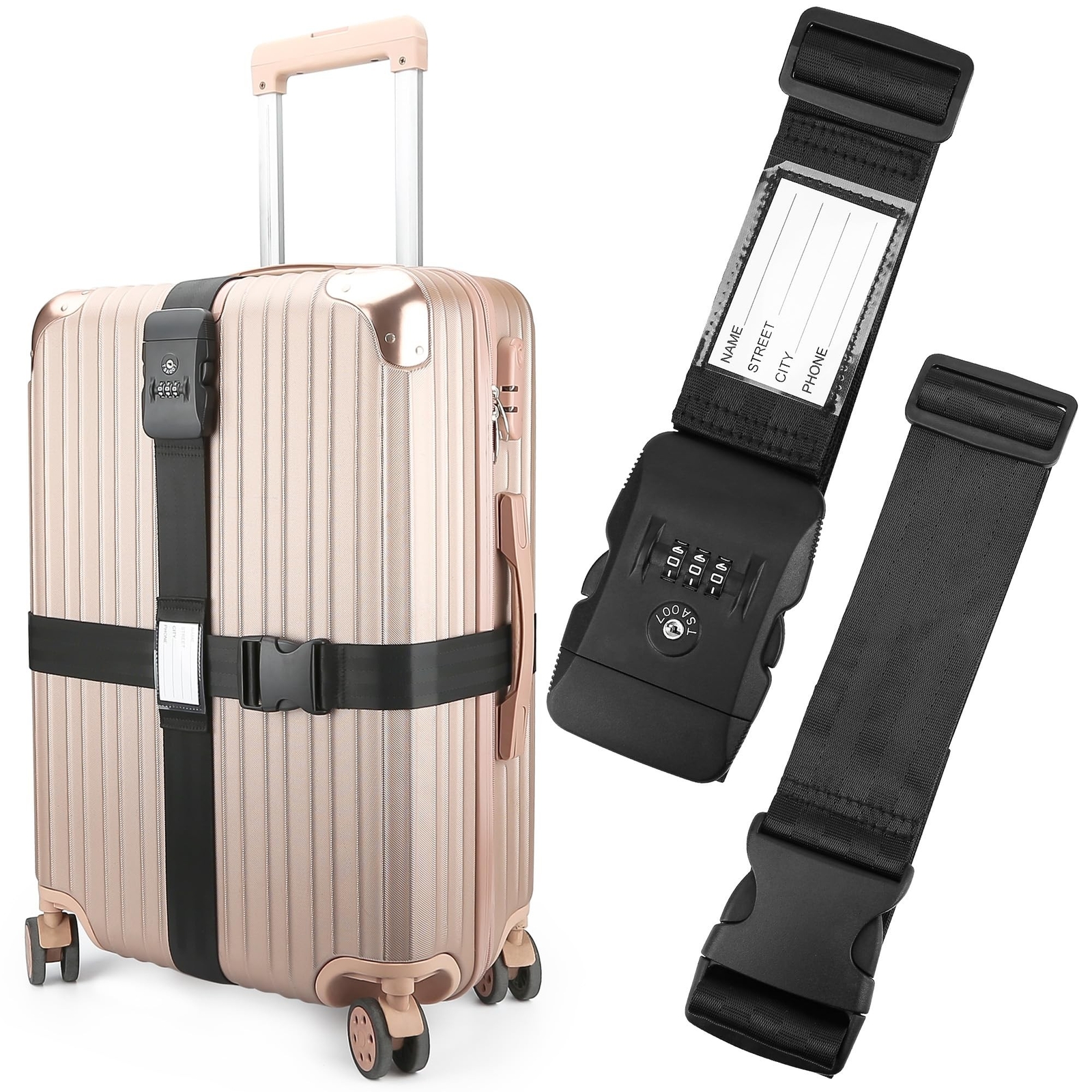 Luggage Straps, TSA Approved Luggage Strap Belt with Combination Lock for Sui...
