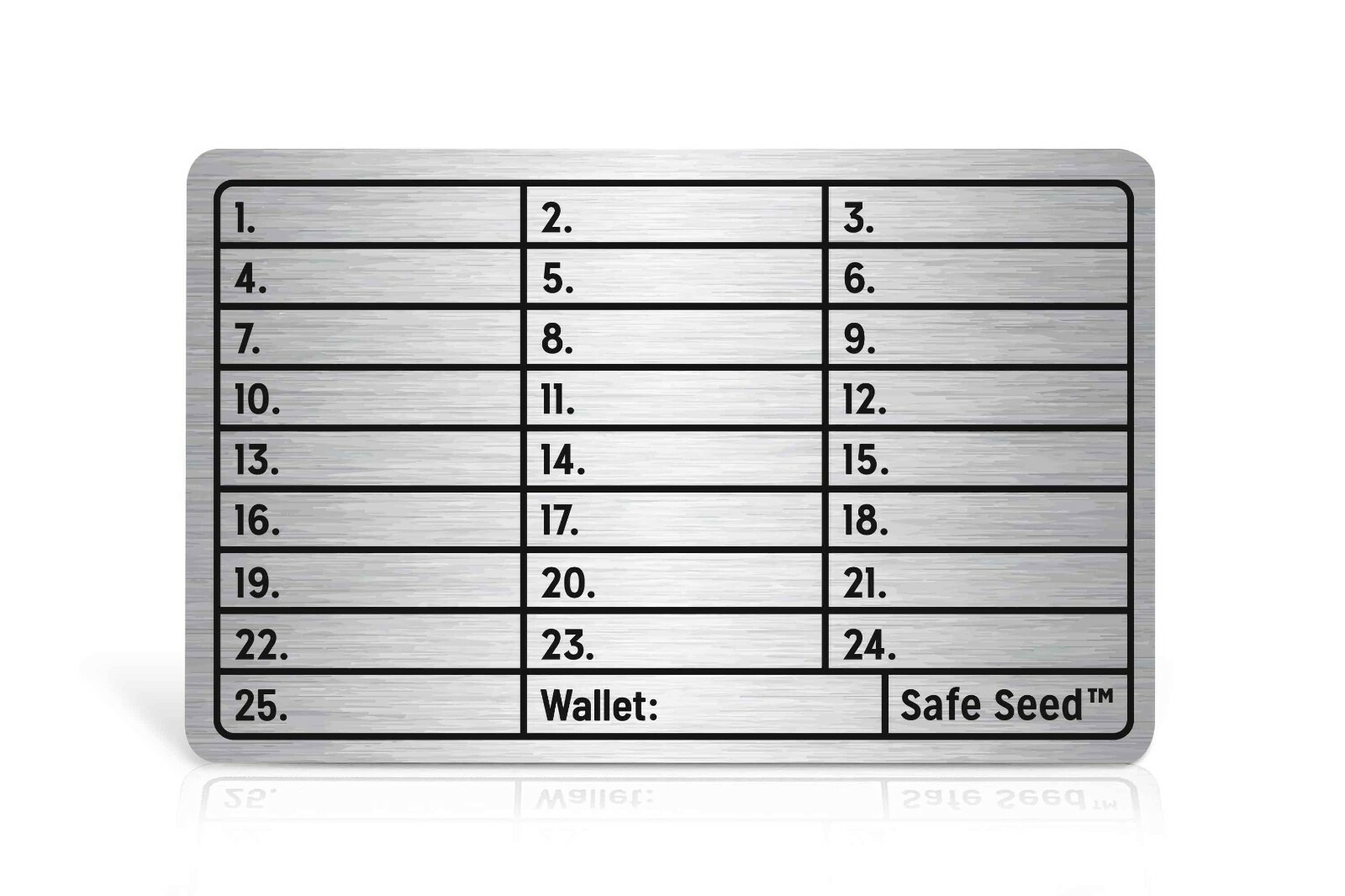 Safe Seed Stainless Steel Metal Wallet Stamp Plate Seed Phrase Storage