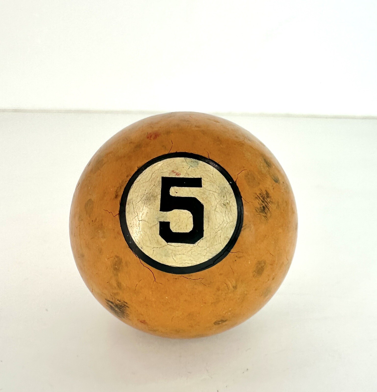 Vintage Clay #5 Solid Orange Pool Billiards Ball