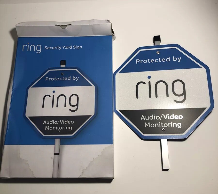 NOB Official Licensed Ring Doorbell Security Yard Sign Audio/Video Monitoring
