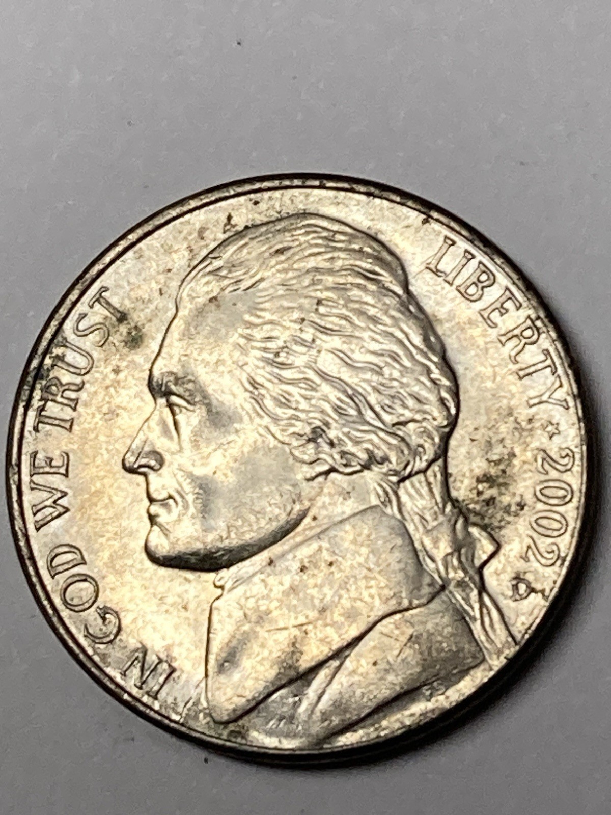 2002 d jefferson nickel Error Coin Obverse Mint Mark RPM D Over D