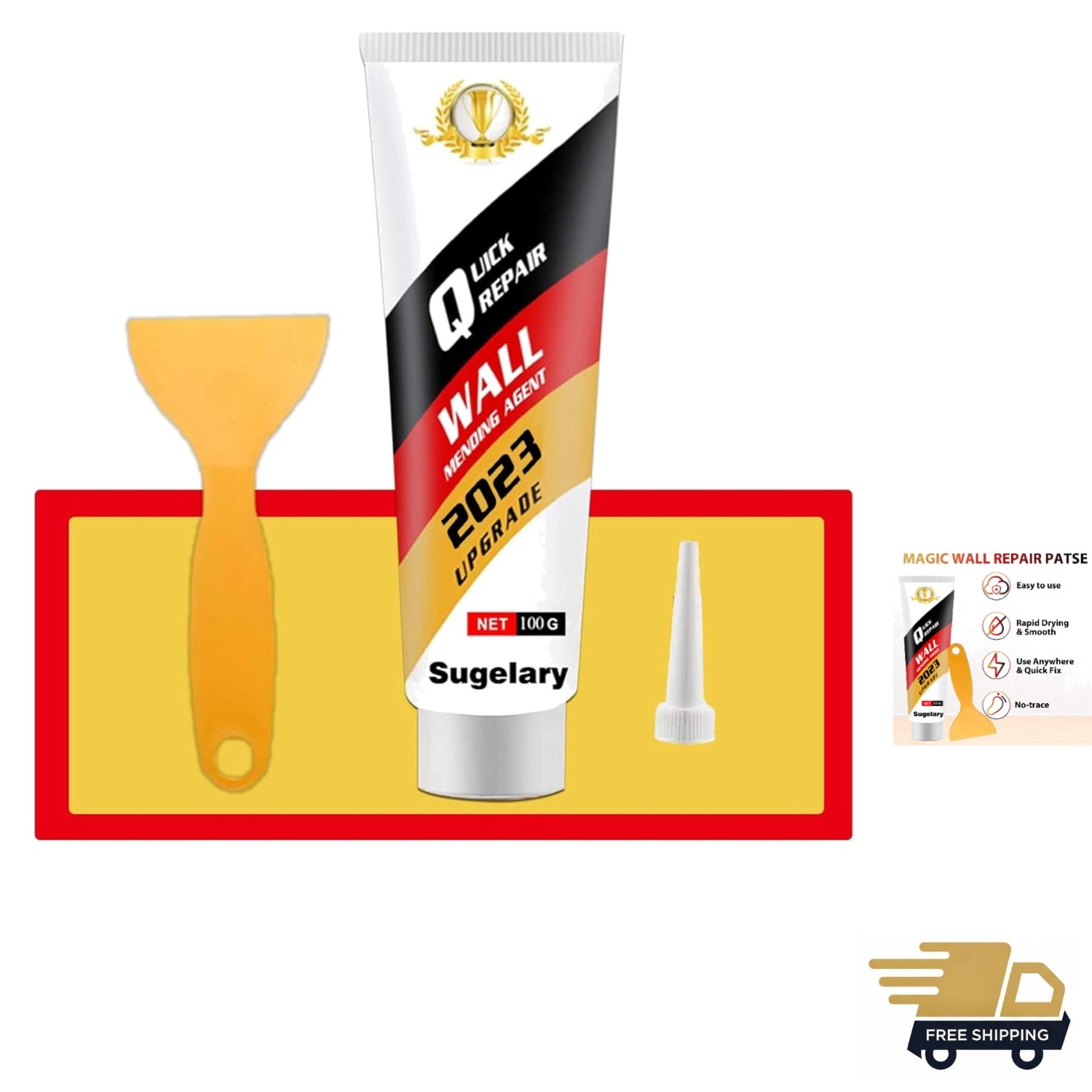 Drywall Patch Repair Kit Wall Spackle Paste Scraper Quick Fix Home Use