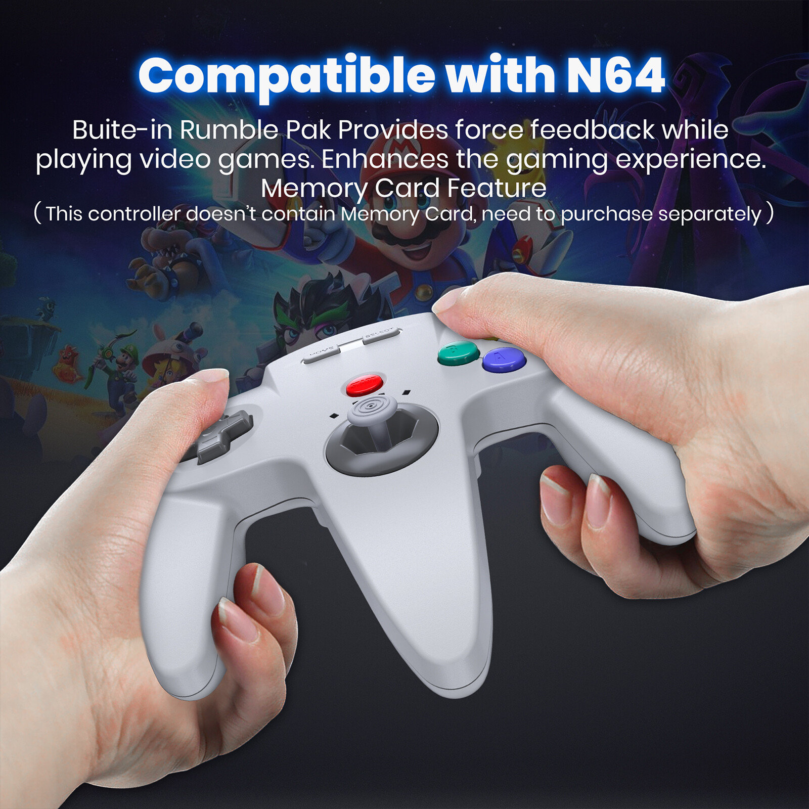 Wireless N64 Controller with Rumble Pak for Nintendo 64 N64 Video Game Console