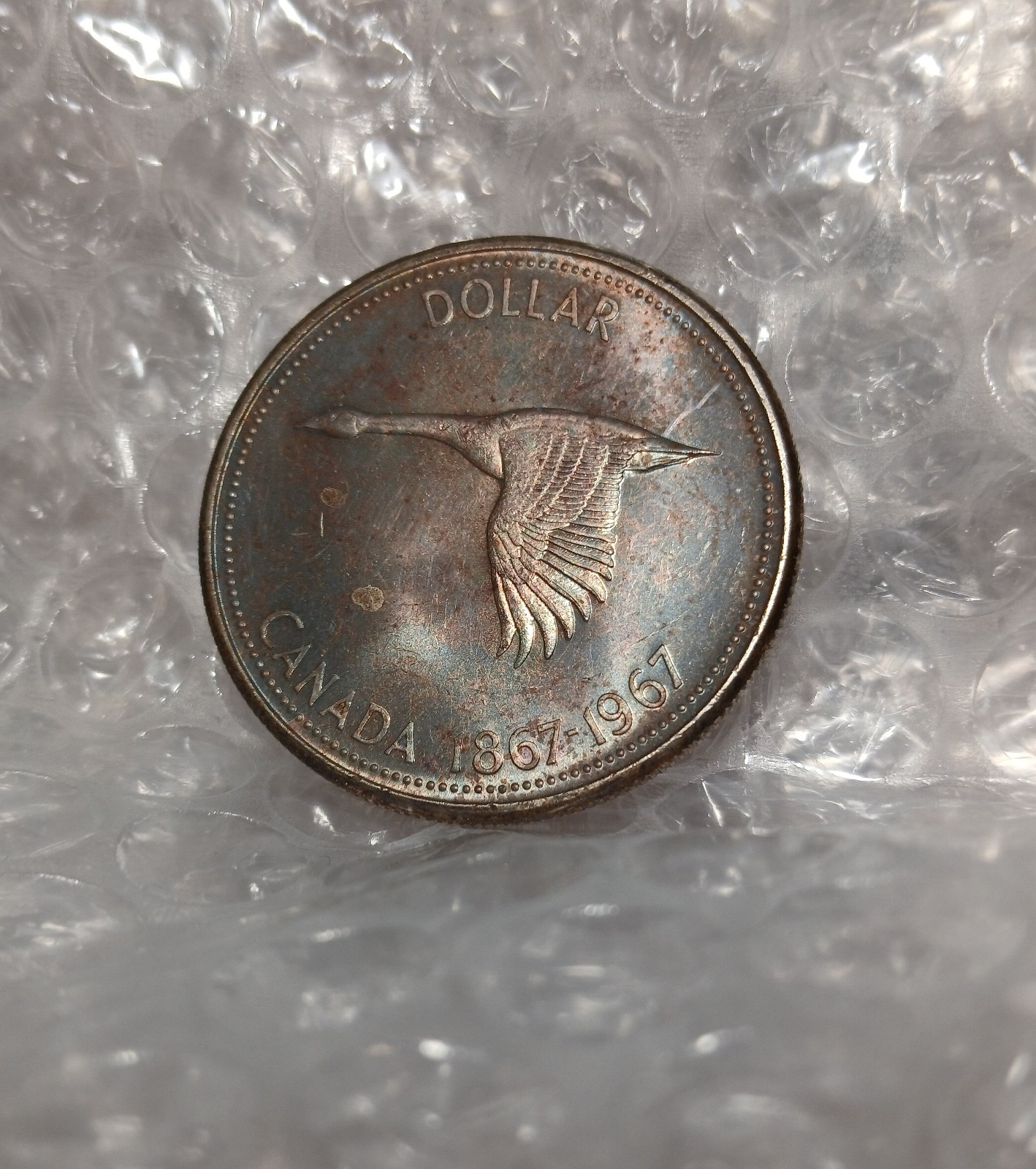 Vintage Toned 1967 Silver Canada Goose Dollar 80% Silver Canadian