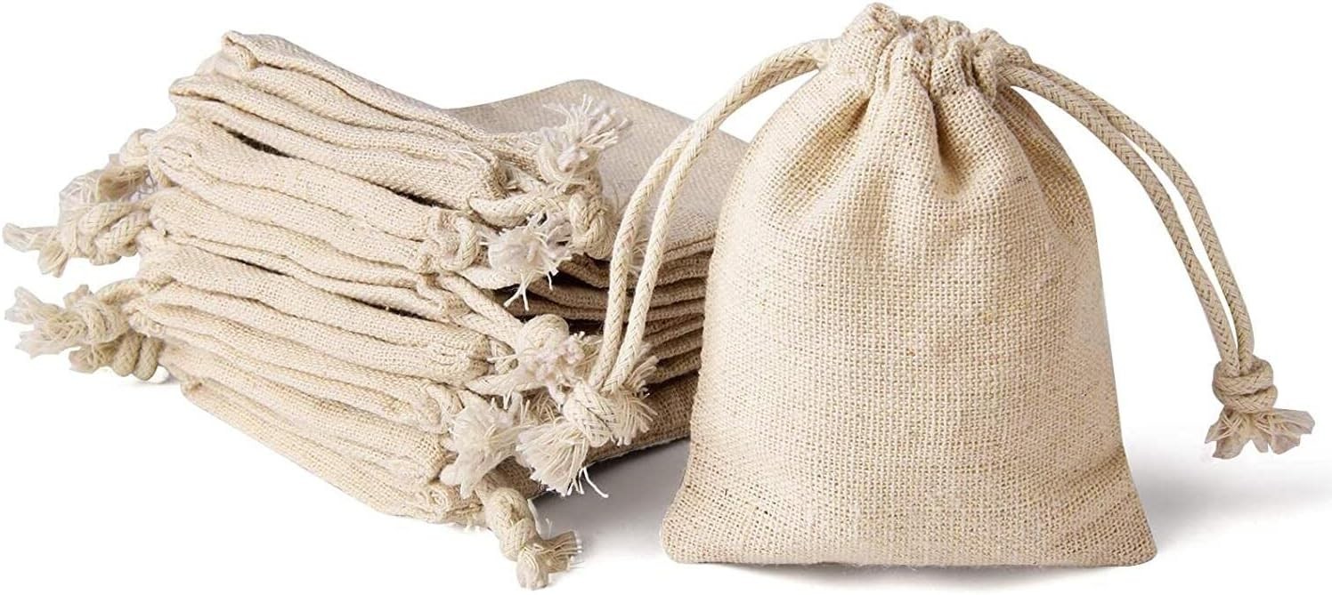 3.7 Inch Double Drawstring Cotton Bag Jewelry Organizer