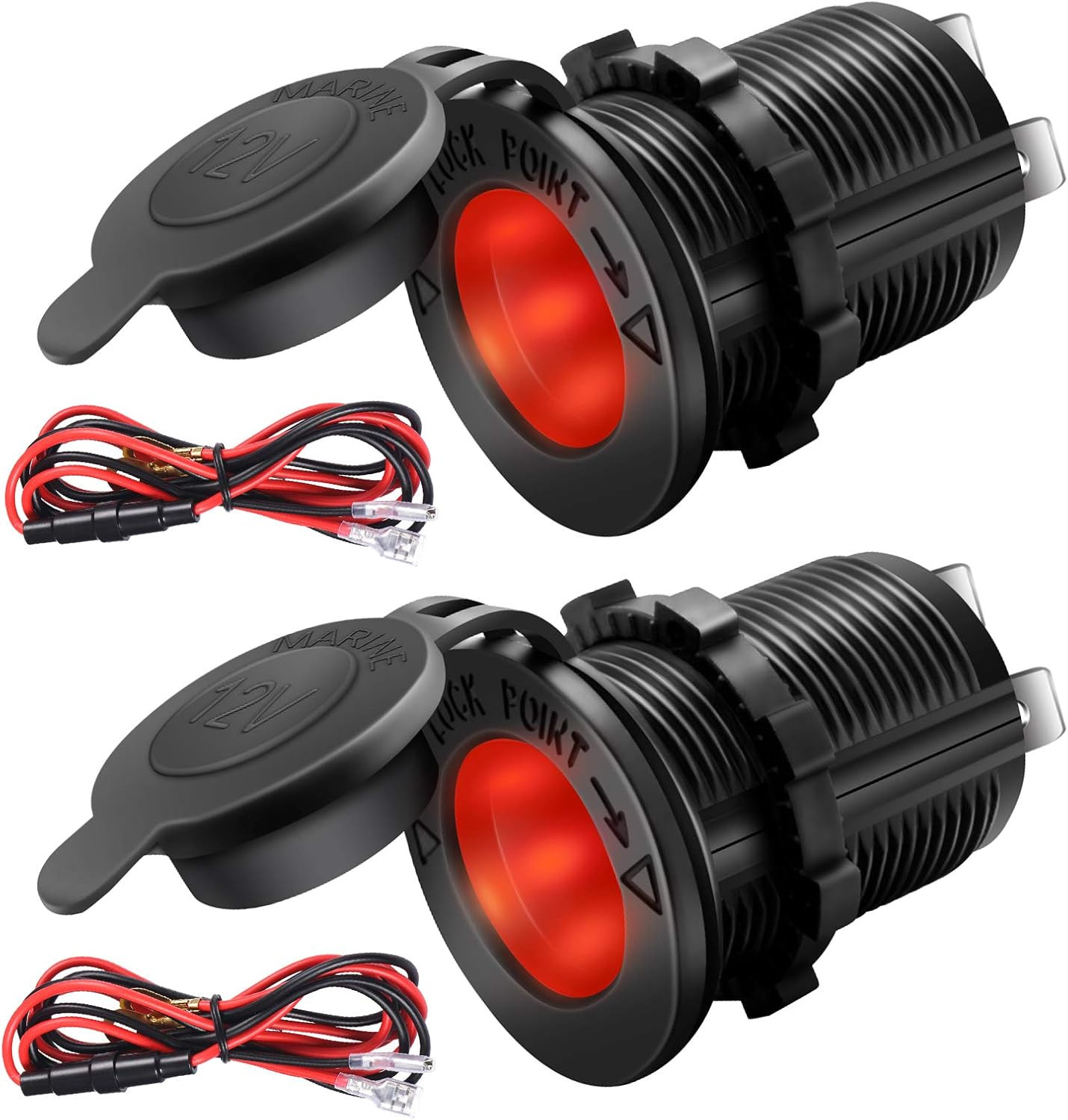 12V Cigarette Lighter Socket, 2 Pack Car Marine Motorcycle ATV RV Lighter Power