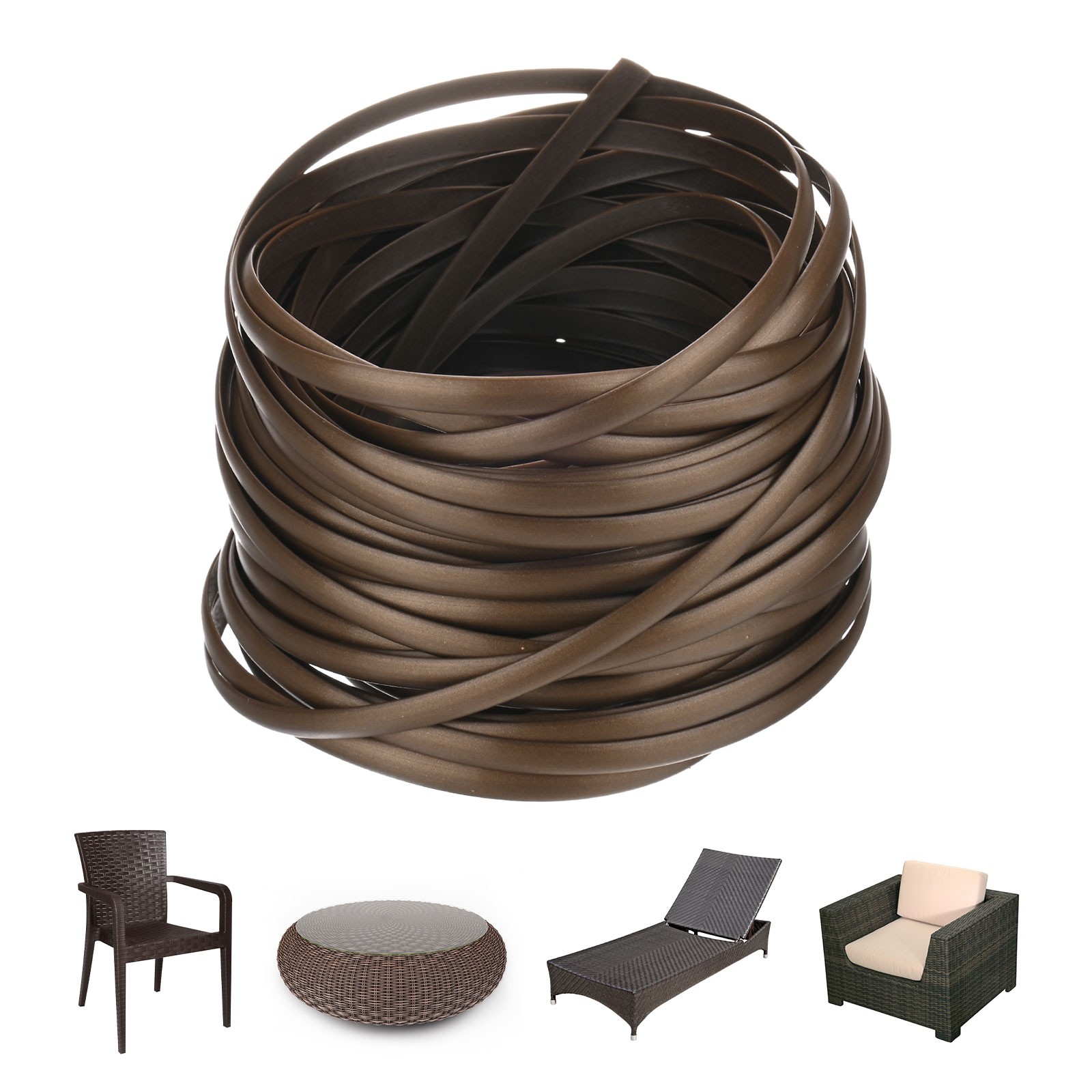 1-Pack Wicker Repair Kit, 5mm x 33ft/10m Plastic Flat Rattan [Copper]