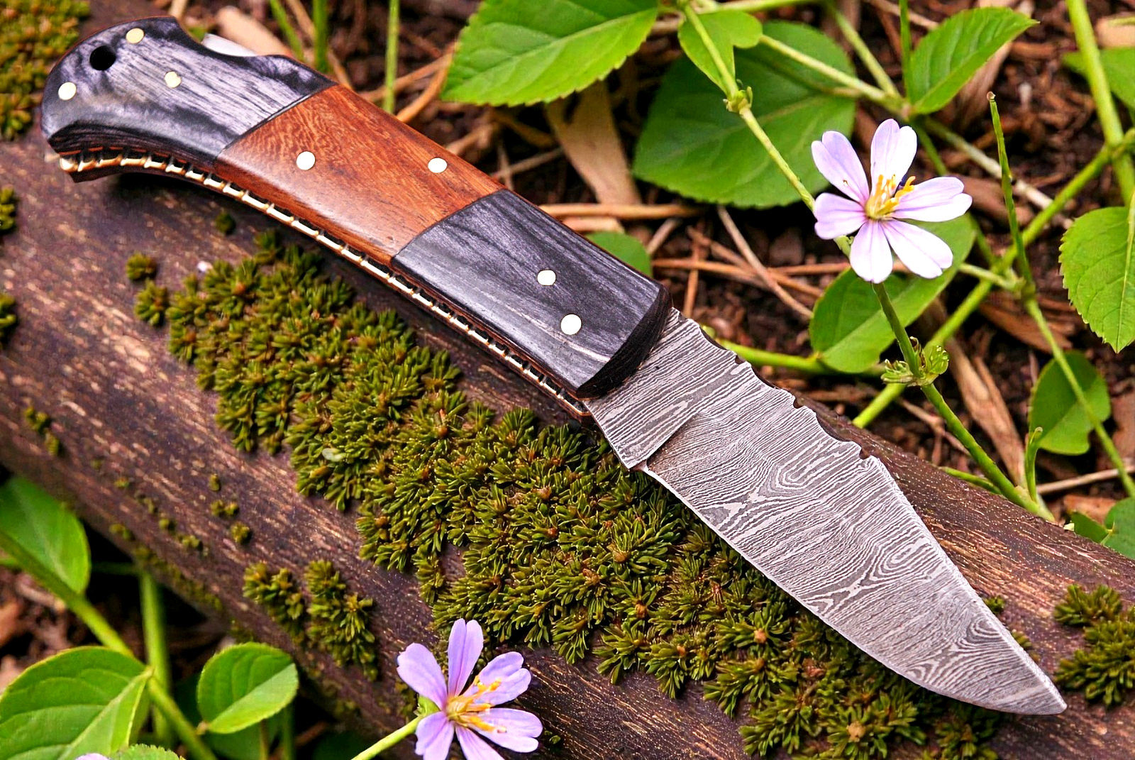 HAND MADE DAMASCUS STEEL FOLDING BLADE POCKET KNIFE EVERYDAY CARRY 1104