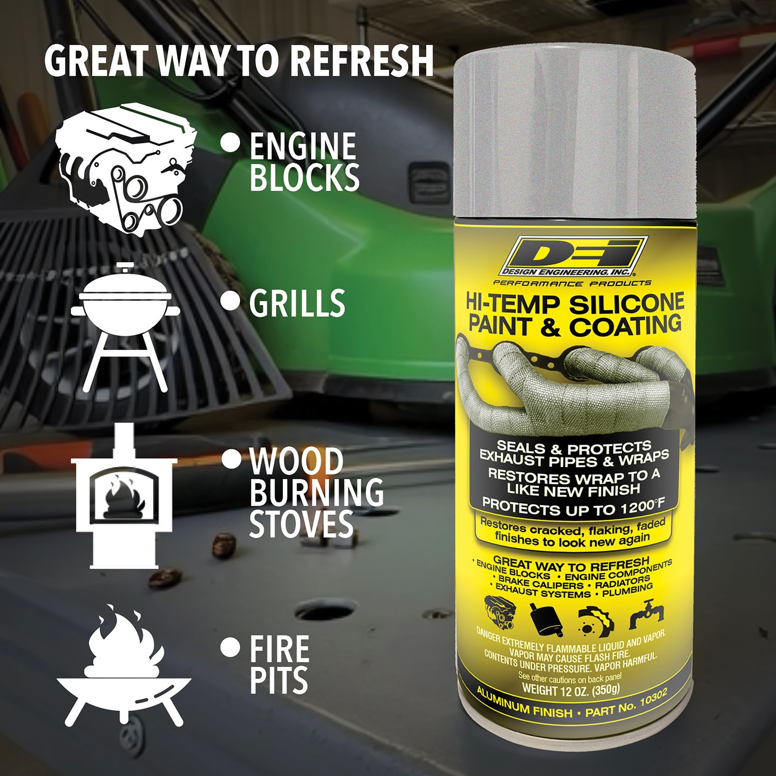 Design Engineering Alum. High Temp Silicone Coating - 12 oz Aerosol, Silver