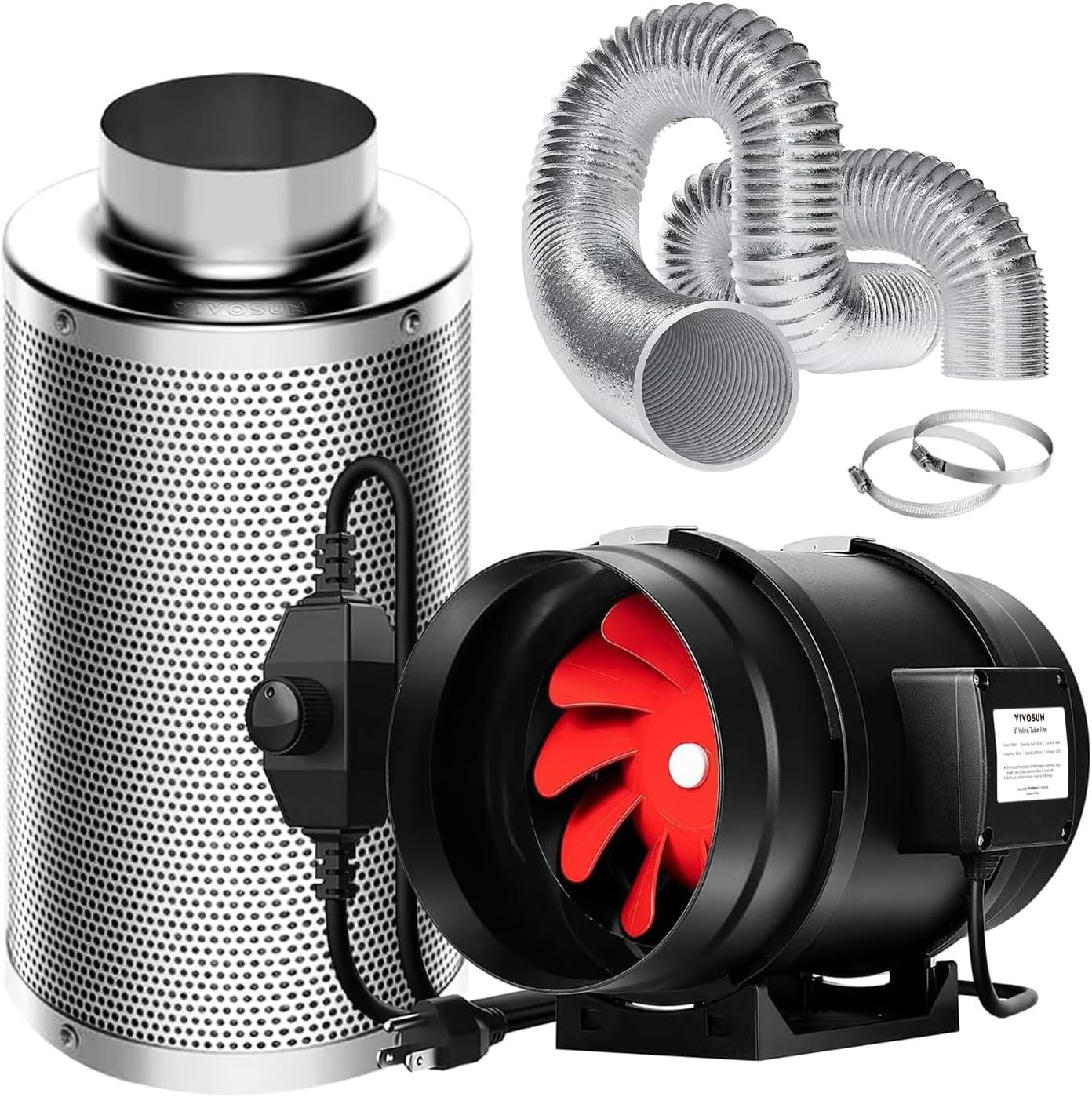 VIVOSUN Grow Tent Ventilation System, 8 Inch Inline Duct Fan with Speed Controll