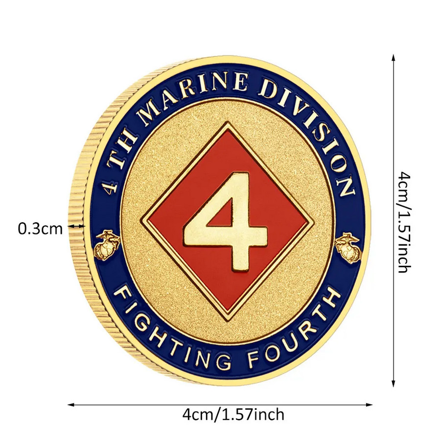 Marines 4th Division Challenge Coin Collectable Commemorative Armed Forces 1-pc