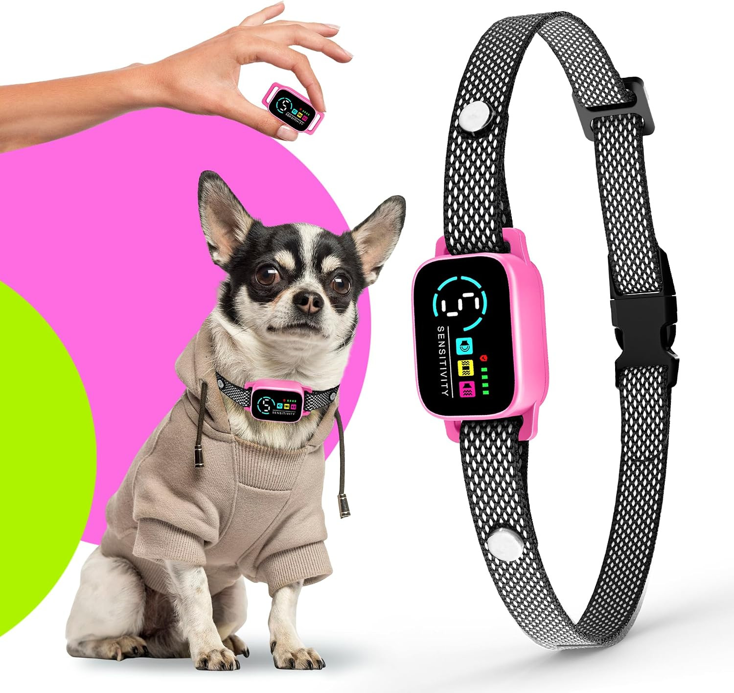 Bark Collar for Small Dogs 8-40 Ibs - No Shock anti Barking Collar with Al Chip