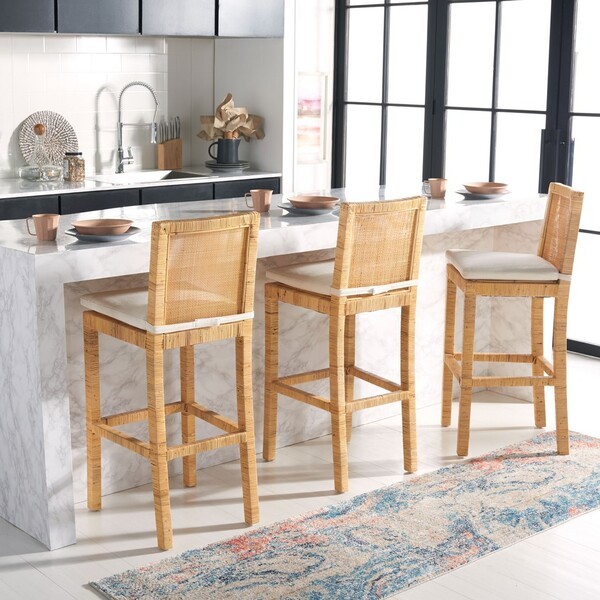 Safavieh TOJO CANE BAR STOOL W/ CUSHION, Reduced Price 2172761476 BST6503A