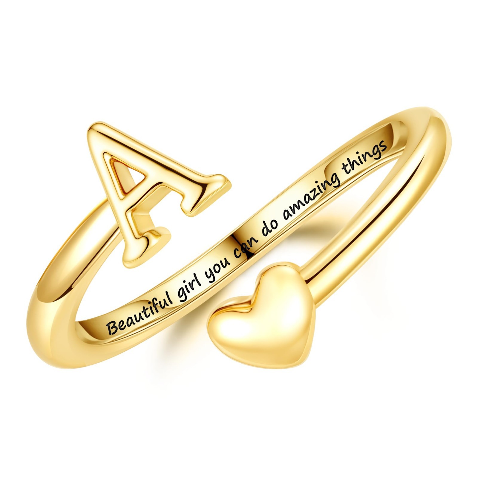Personalized Adjustable Heart Ring Gift for 3-16 Year Old Girls Birthday Jewelry