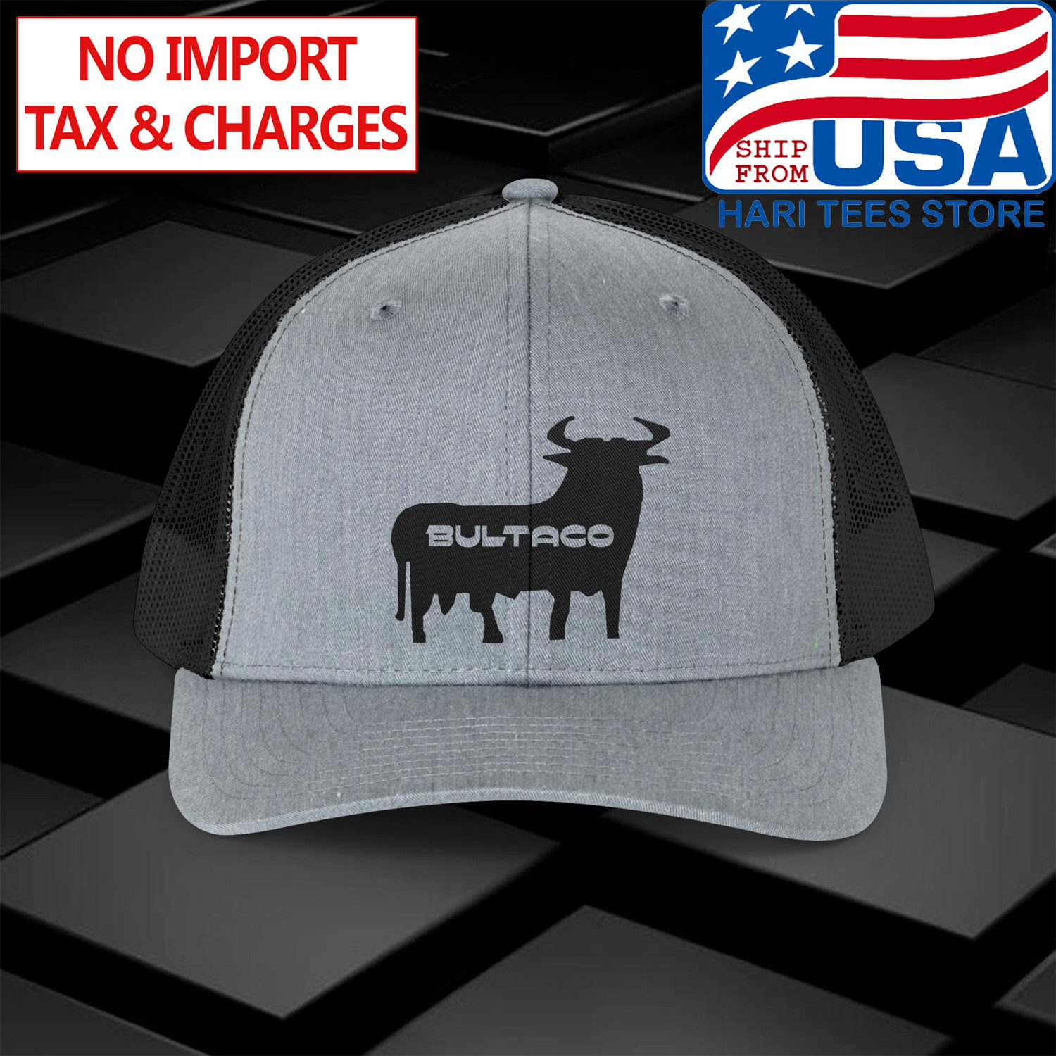 Bultaco Bull Adjustable Grey Trucker Hat Size Adult