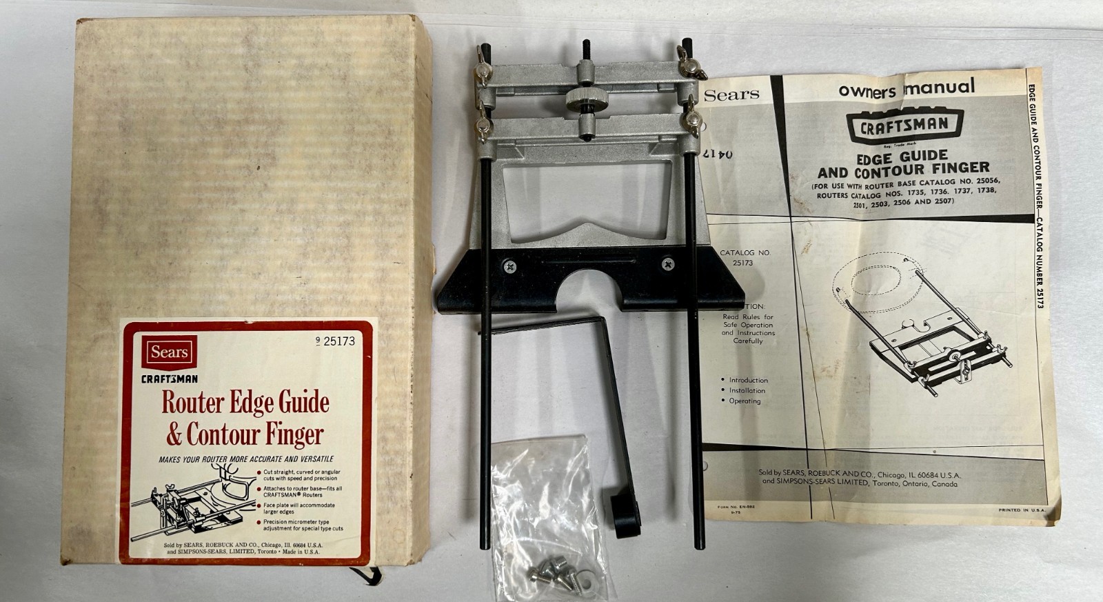 Vtg Craftsman Router Edge Guide & Contour Finger #925173 Fixture Made USA (A7)