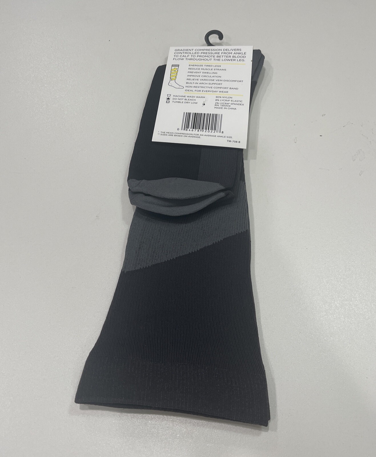 Think Medical- Mens Black And Grey Patterned Compression Socks- Size 10-14