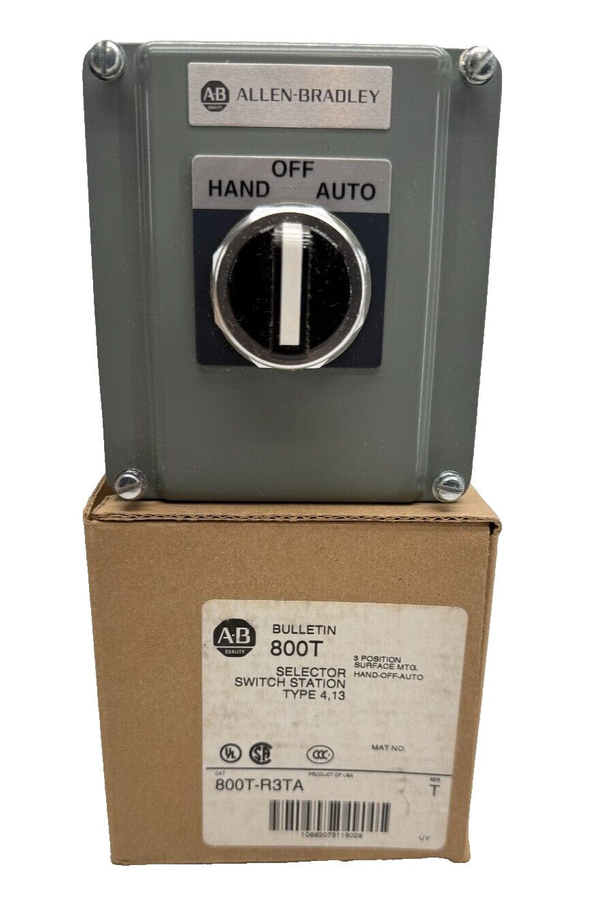 Allen Bradley  800T-R3TA Ser T w/ 800T-J2 Selector Switch Station,3 Pos,Hand Off