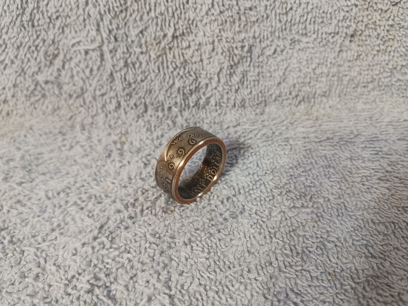 1996 Kenney Half Dollar coin ring size 11 Handmade  (C)