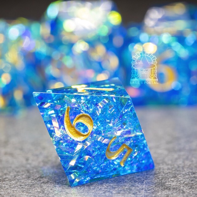 Sage's Exaltations - River Bend Sharp Edge Resin Polyhedral Dice Set