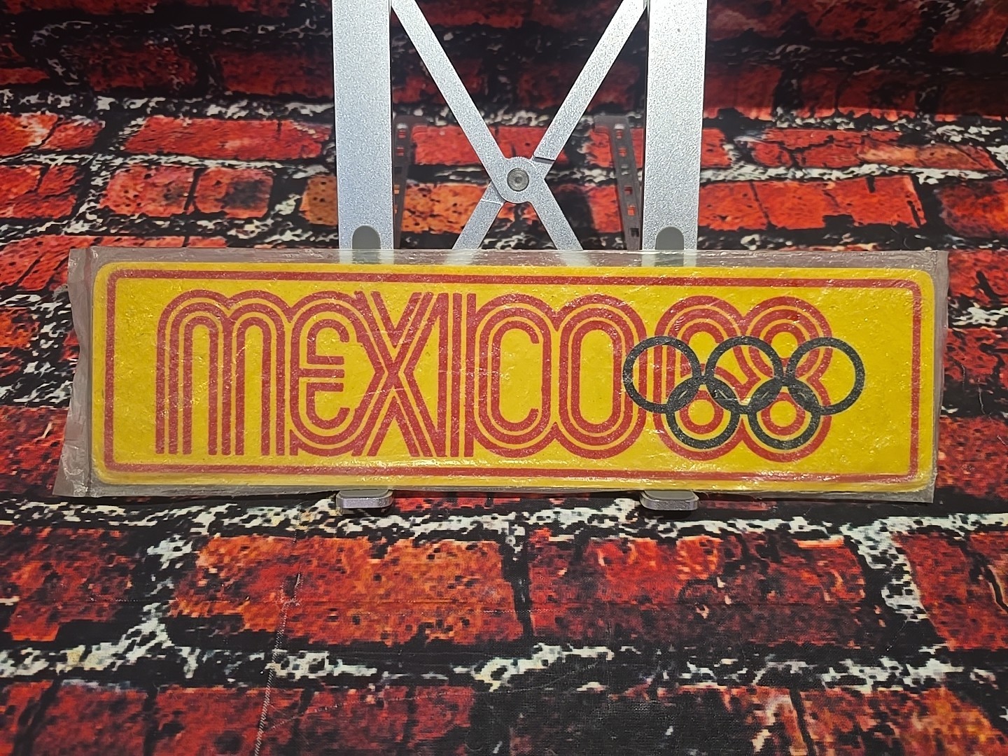 ORIGINAL 1968 Mexico 68 19th Olympics REFLECTIVE License Plate - NEVER USED