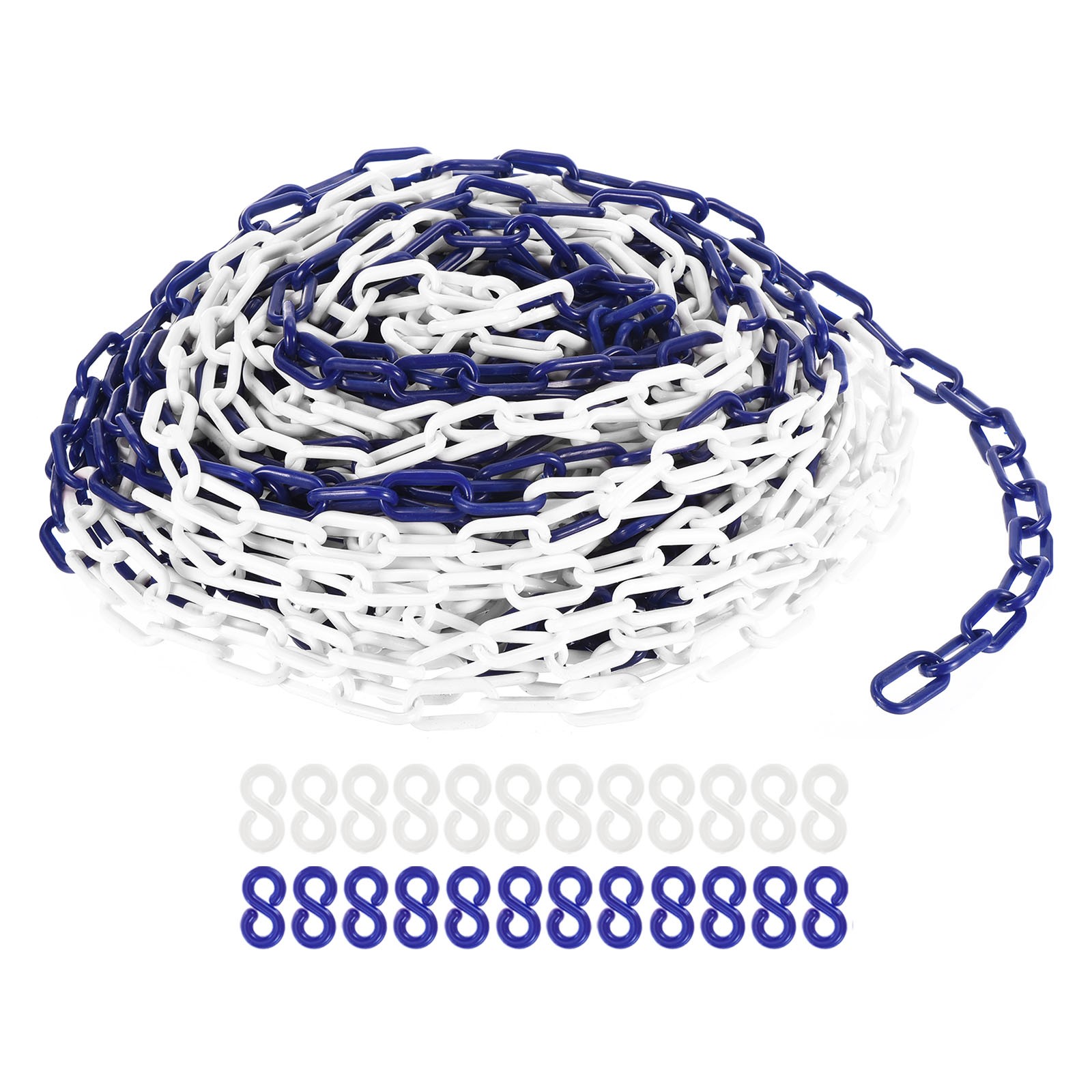 Plastic Chain Links, 100 Foot Safety Barrier Chain Blue/White