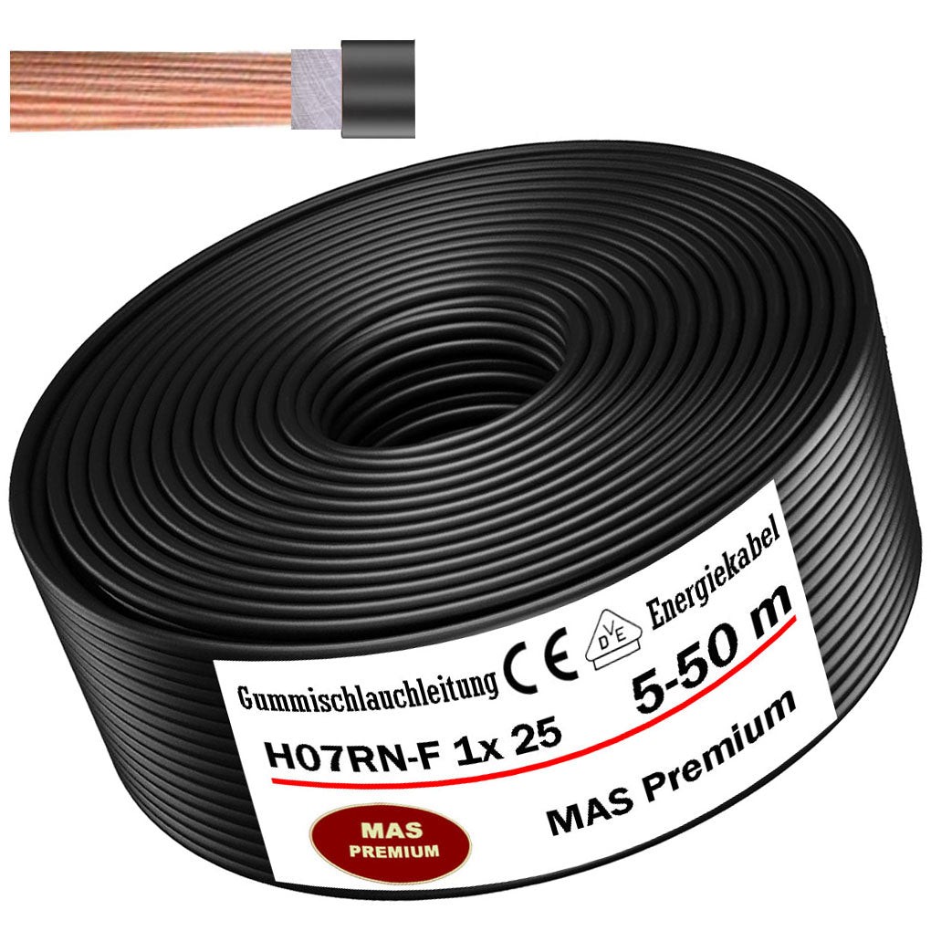 5-50m H07RN-F 1x25 rubber hose line construction site cable flexible for devices