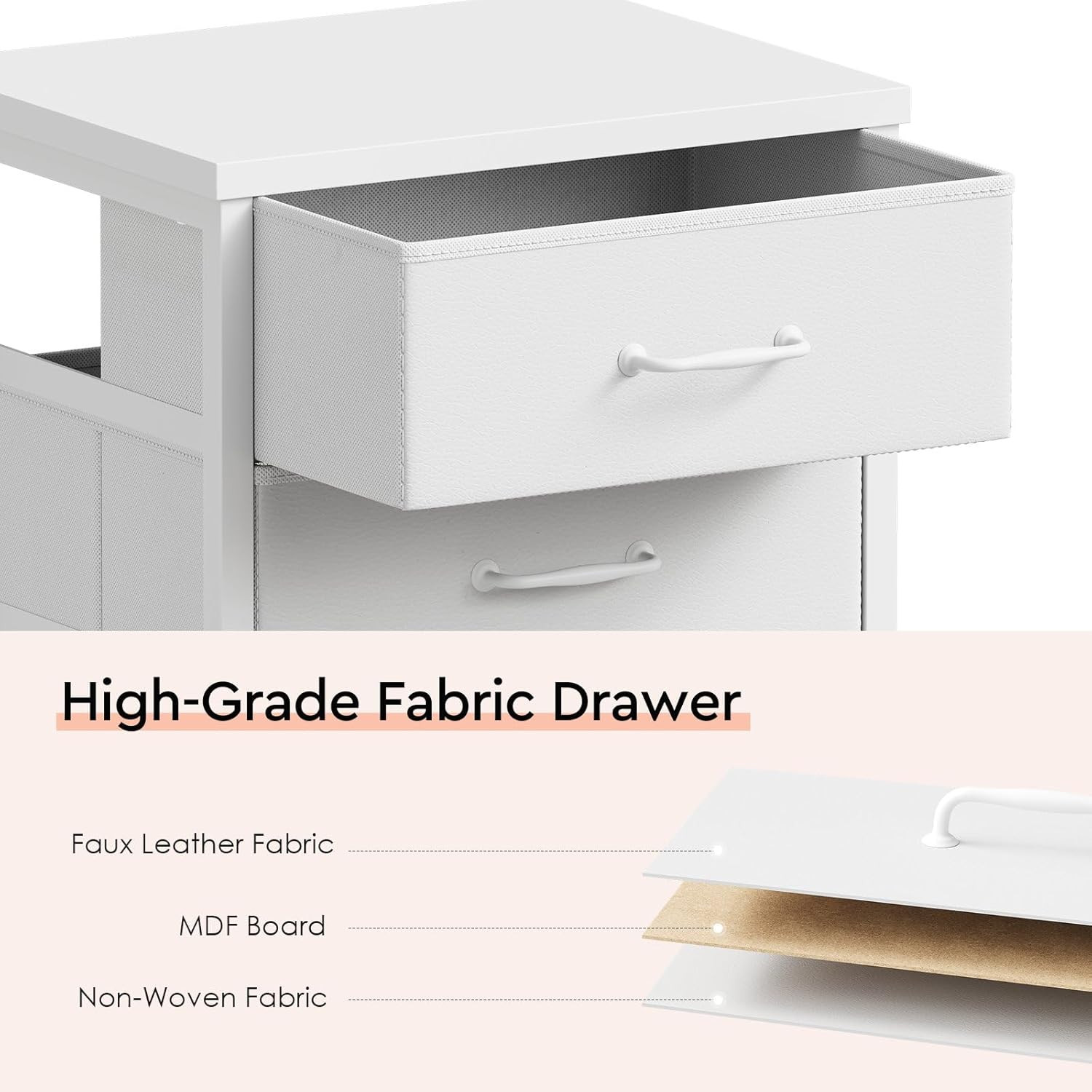3 Drawer Mobile File Cabinet with Wheels Fabric Vertical Filing Cabinet Fits A4