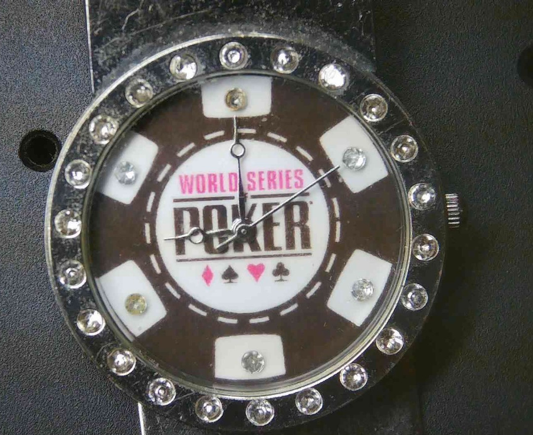 WORLD SERIES OF POKER SOUVENIR WATCH FACE MONEY CLIP  New Battery **RARE**