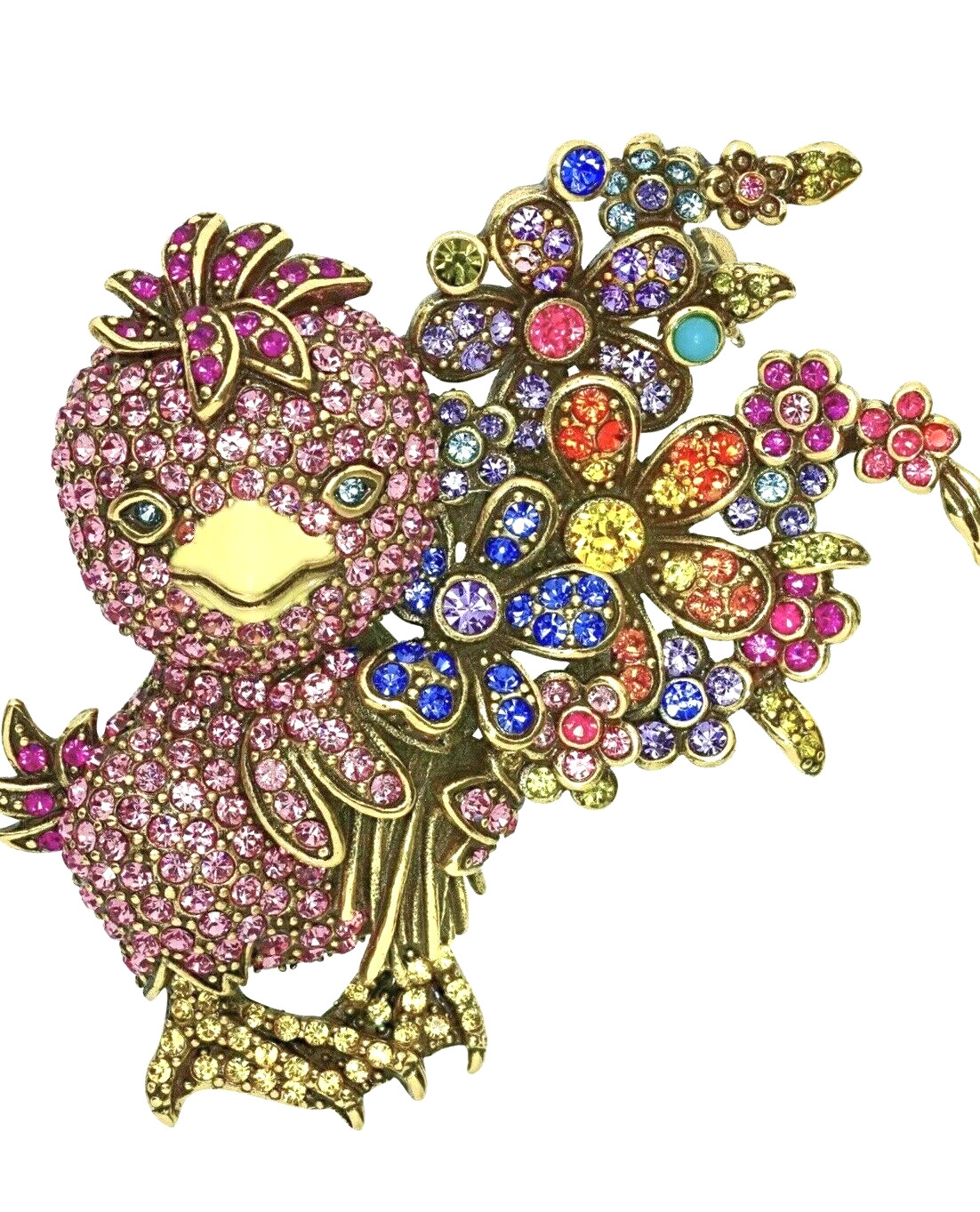 HEIDI DAUS Signed Duck Tales Tail floral Swarovski crystals Pin Brooch